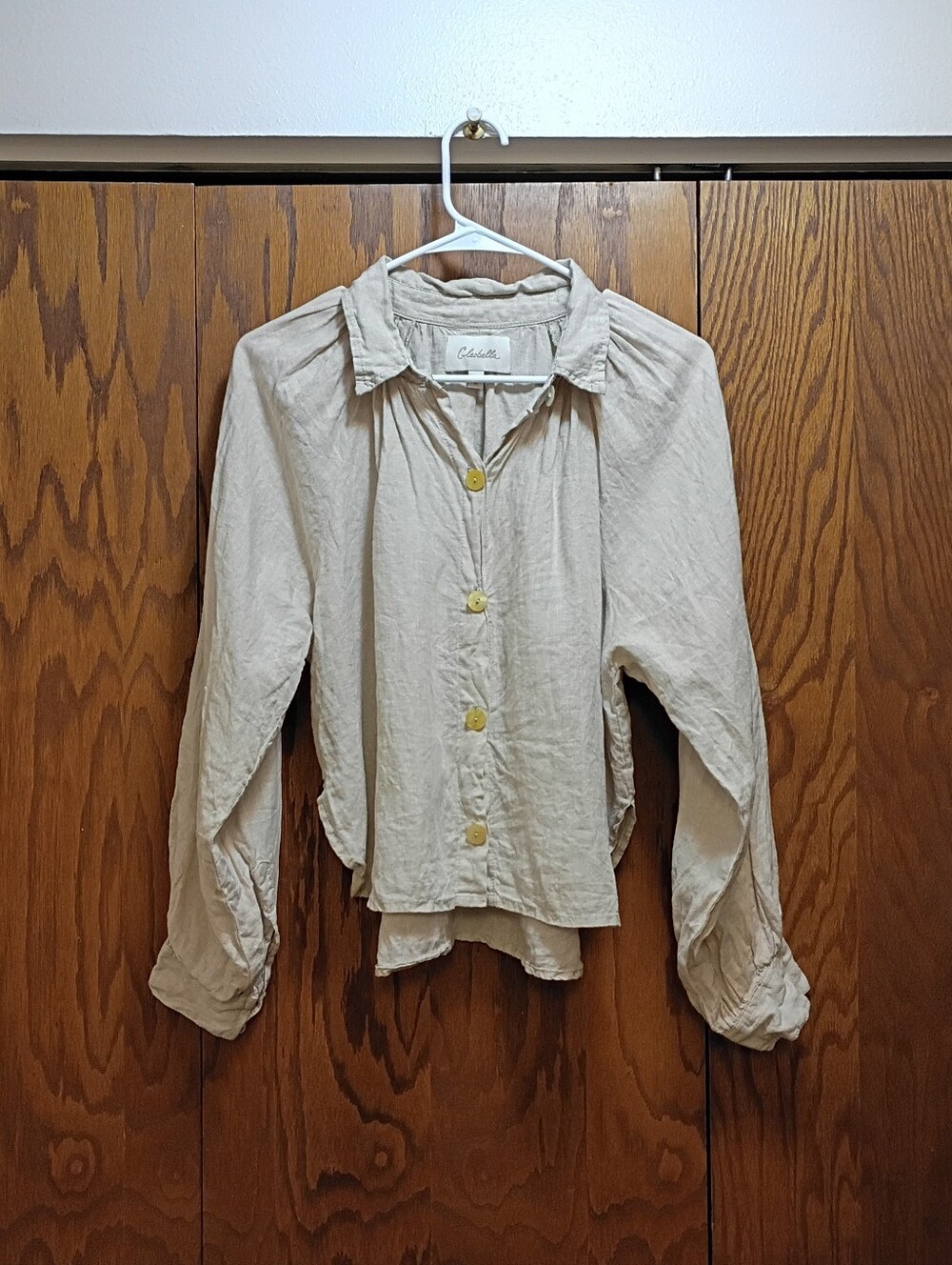 Cleobella Cream Button-Front Linen Blouse